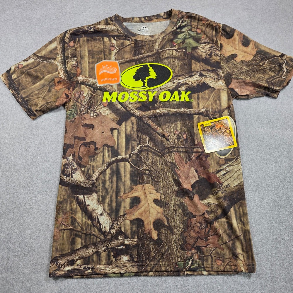 Mossy Oak T-Shirt Men Small Camo Break-Up Infinity Wicking Camouflage